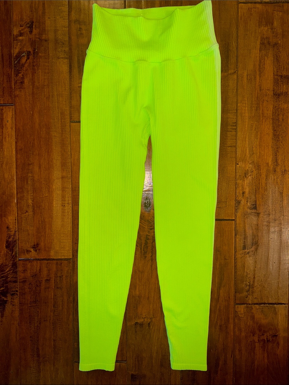 Good American Ribbed leggings neon yellow lime size XS 0